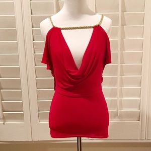 Marciano red grecian off the shoulder top